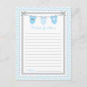 Clothesline Baby Shower Ord of Advice blue-grått Vykort
