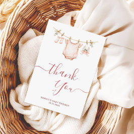 Clothesline Baby Shower Trendy Script calligraphy Tack Kort