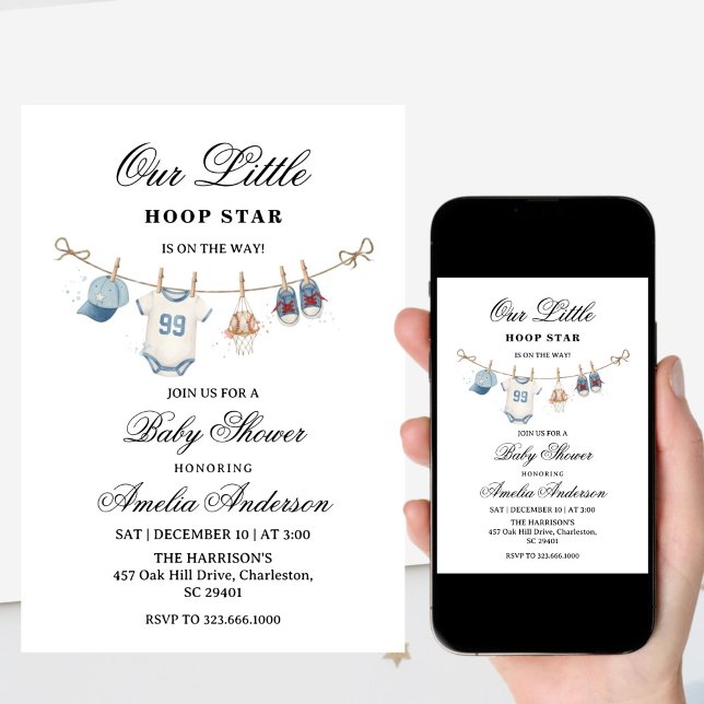 Clothesline baseball baby shower invitation  inbjudningar (Skapare uppladdad)