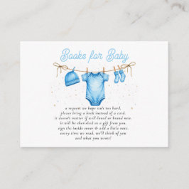 Clothesline Blue Boy Baby Shower Book Request  Tilläggskort