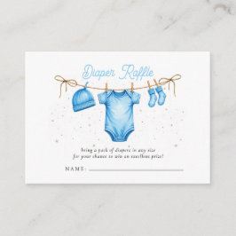 Clothesline Blue Boy Baby Shower Diaper Raffle Tilläggskort