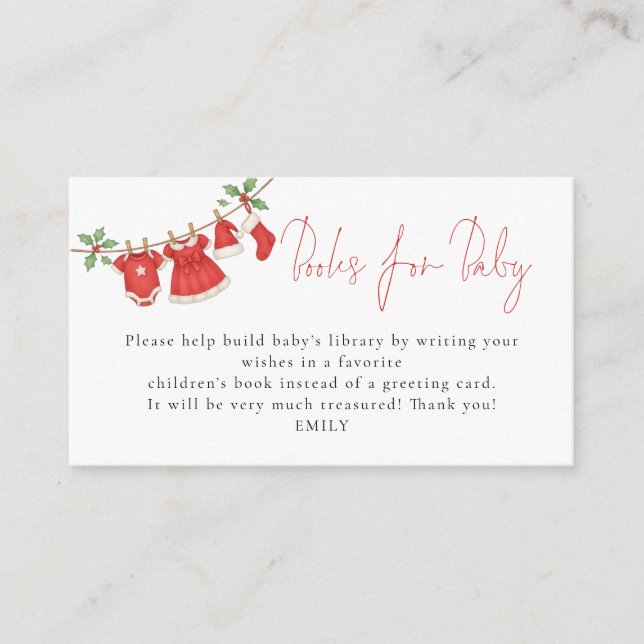 Clothesline Christmas Books For Baby Shower  Tilläggskort (Framsida)