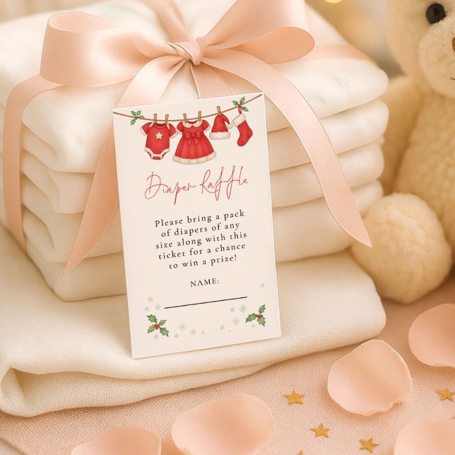Clothesline Diaper Raffle Christmas Baby Shower  Tilläggskort (Skapare uppladdad)