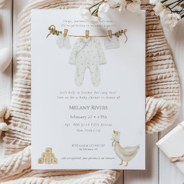 Clothesline Goose Nest Baby Shower Invitation Inbjudningar