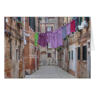 Clothesline in Venedig Italien Hälsningskort