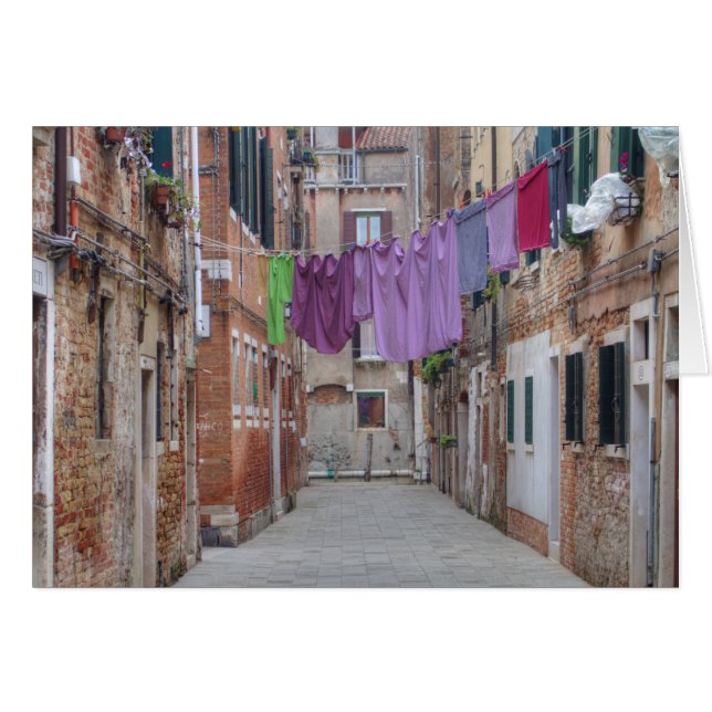 Clothesline in Venedig Italien OBS Kort (Framsidan Horizontal)