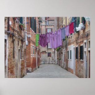 Clothesline in Venedig Italien Poster