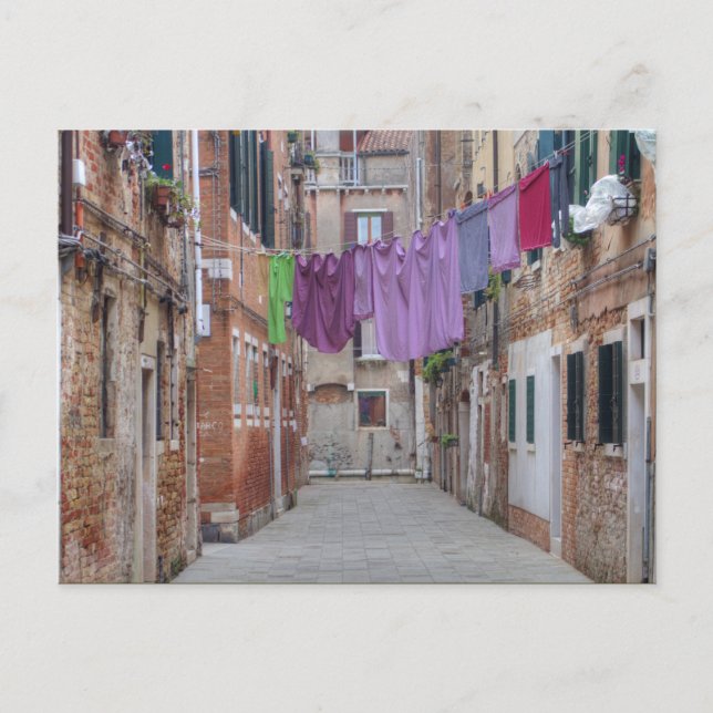 Clothesline in Venedig Italien Vykort (Framsida)