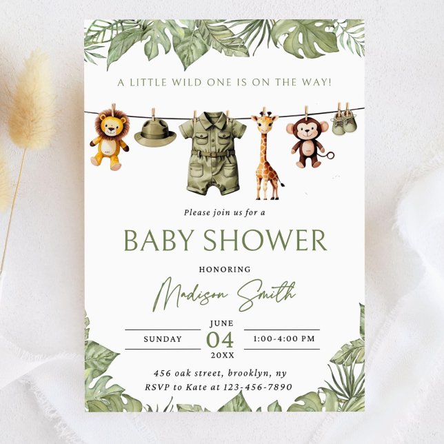 Clothesline Safari Baby Shower Invitation A Little Inbjudningar (Skapare uppladdad)
