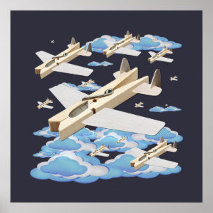 Clothespin-flygplan Poster