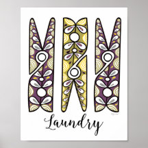 Clothespin Tvätt Room Wall Art
