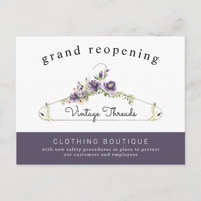 Clothing Boutique Grand Reöppning Covid Safety Vykort (Framsida)