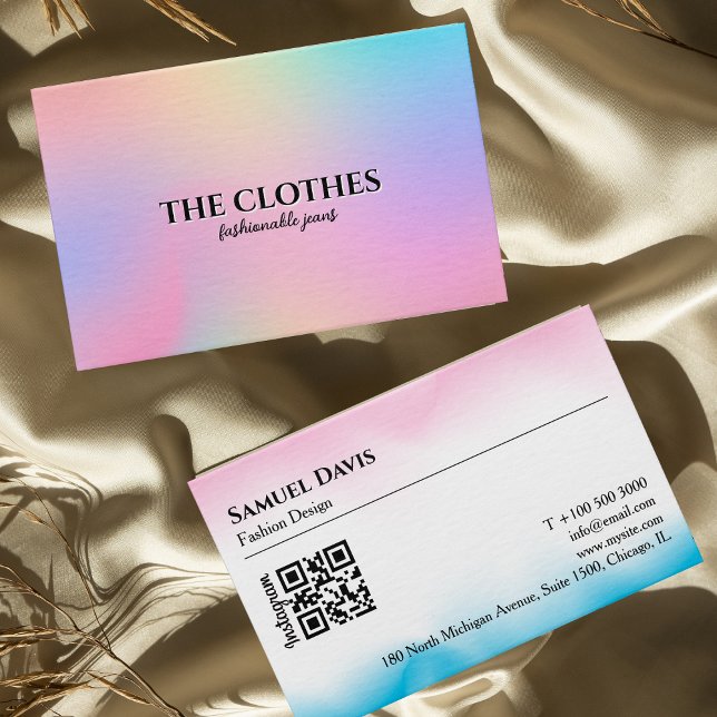 Clothing Store Holografisk övertoning Feminin Visitkort (Clothing Store Holographic Gradient Feminine Business Card)