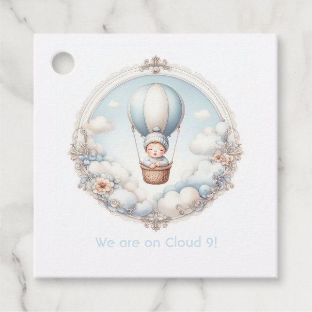Cloud 9 Babyfirande Gåvor Etiketter (Framsida)