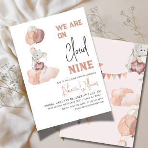 Cloud 9 Beige Balloon Gender Neutral Baby Shower Inbjudningar
