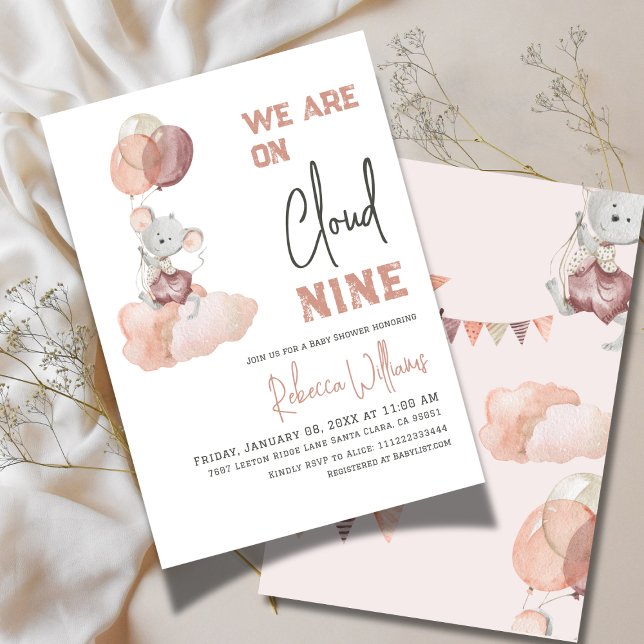 Cloud 9 Beige Balloon Gender Neutral Baby Shower Inbjudningar (Skapare uppladdad)