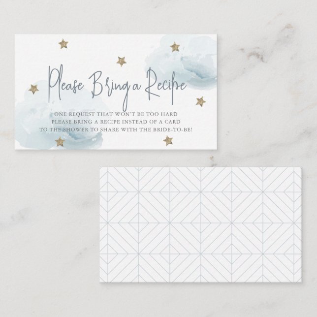 Cloud 9 Blåa Moln Bröllopsdusch Receptförfrågan Tilläggskort (Fram/baksida)