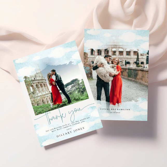 Cloud 9 Blue and White Möhippa Showe - tackkort Inbjudningar (Skapare uppladdad)