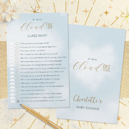 Cloud 9 Celestial Blå Baby Shower Gissa Vem spel