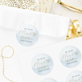 Cloud 9 Celestial Blå Baby Shower Runt Klistermärke