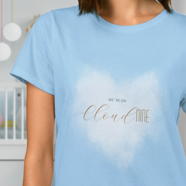 Cloud 9 Celestial Blå Babyfirande Mamma Familj T Shirt (Cloud 9 Celestial Blue Baby Shower Mom Family T-Shirt ©Susanne Sachers - Sunny Mind 🌞)