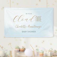Cloud 9 Celestial Blå Bebis Shower Banner