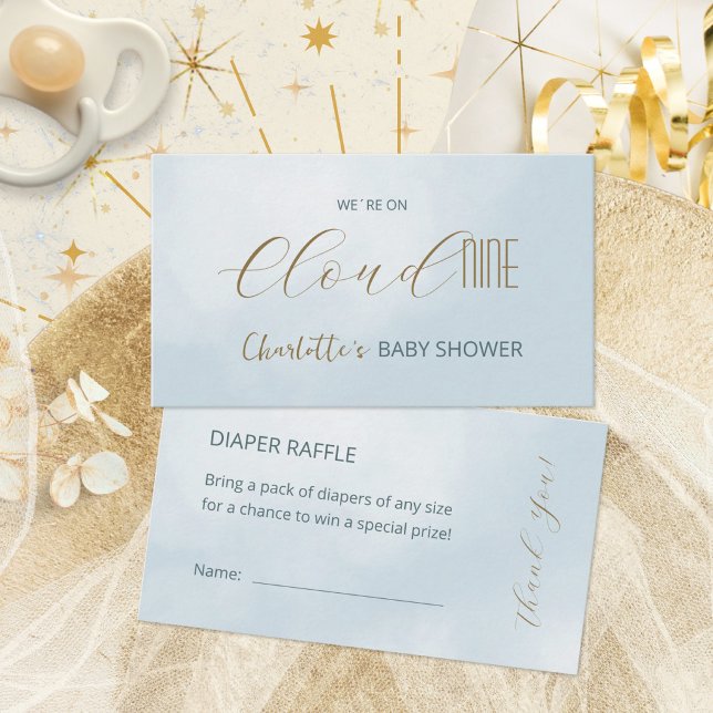 Cloud 9 Celestial Blue Baby Shower Blöja Lotteri Tilläggskort (Cloud 9 Celestial Blue Baby Shower Diaper Raffle Enclosure Card ©Susanne Sachers - Sunny Mind 🌞)