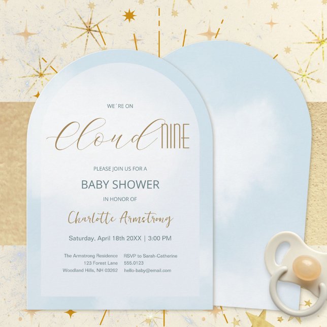 Cloud 9 Celestial Blue Baby Shower-inbjudan Inbjudningar (Cloud 9 Celestial Blue Baby Shower Invitation ©Susanne Sachers - Sunny Mind 🌞)