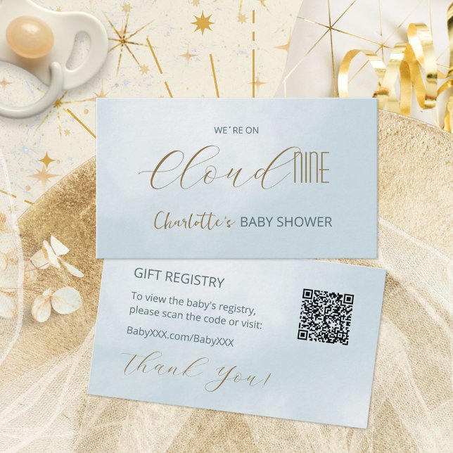Cloud 9 Celestial Blue Baby Shower Presentregister Tilläggskort (Cloud 9 Celestial Blue Baby Shower Gift Registry Enclosure Card ©Susanne Sachers - Sunny Mind 🌞)