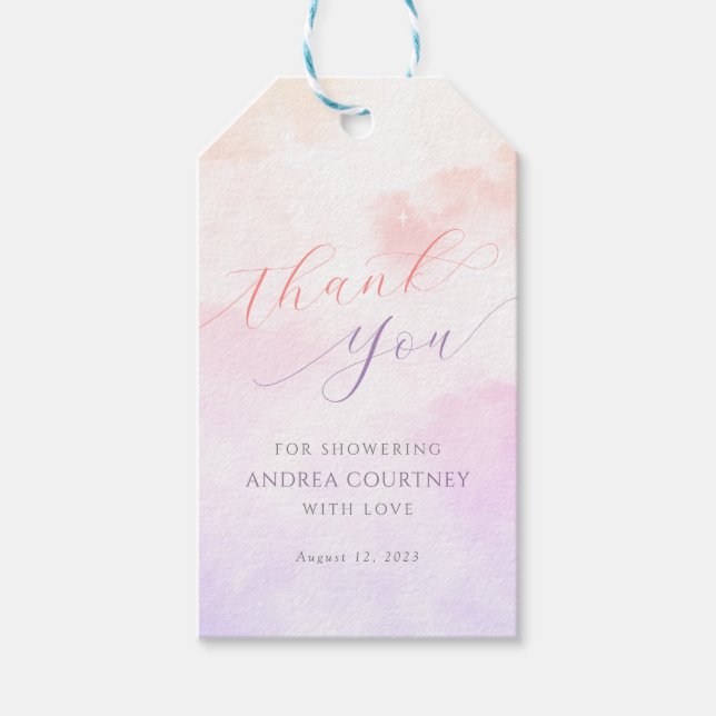 Cloud 9 Dreamy Pastel Rosa Möhippa Tack Presentetikett (Framsidan)