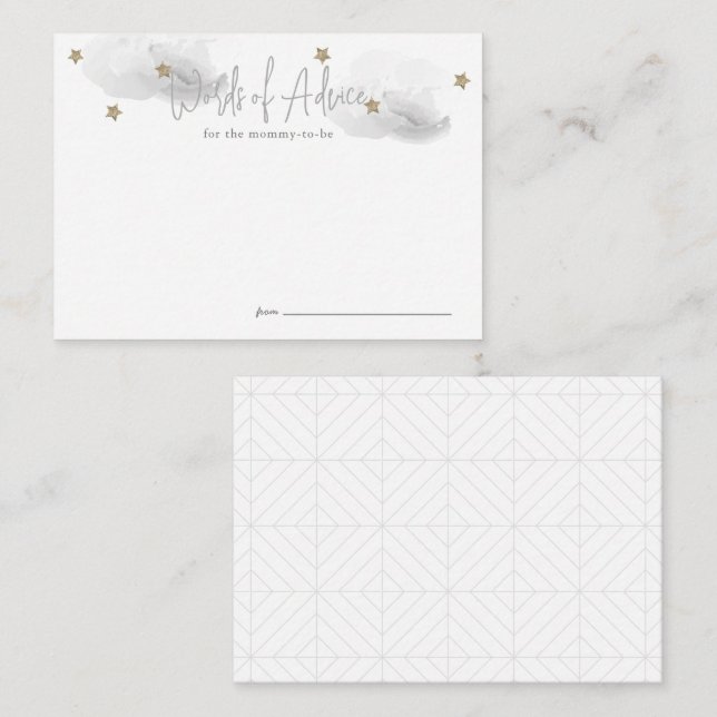 Cloud 9 Grått Baby Shower Advice Tilläggskort (Fram/baksida)