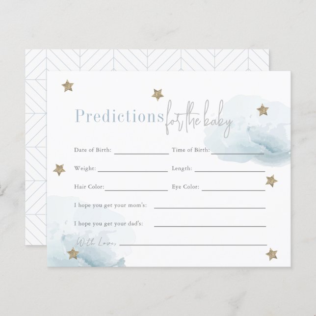 Cloud 9 Guld Stars Blue Boy Baby Predictions (Fram/baksida)