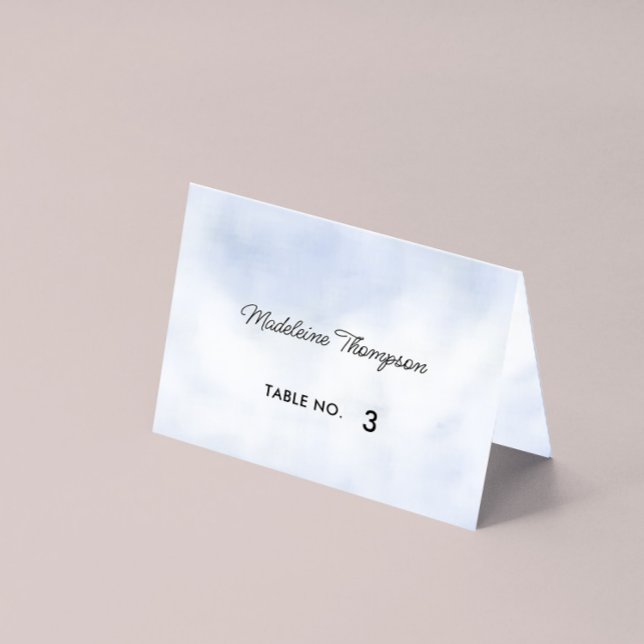 Cloud 9 Pastel Blå himmel Möhippa Place Card Bordsnummer (Cloud 9 Bridal Shower Place Card Mockup)