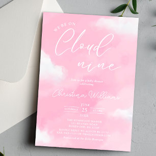 Cloud 9 Rosa Flickig Barnkalas Inbjudan