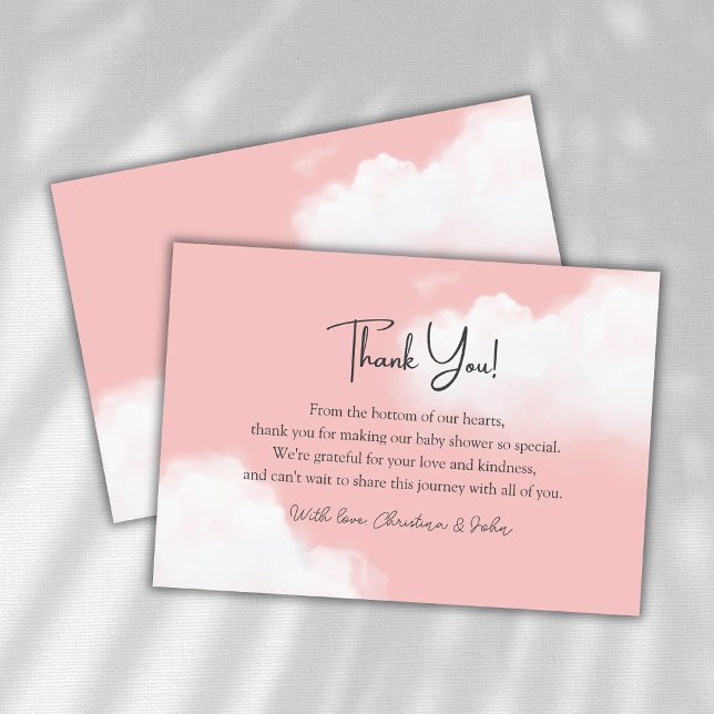 Cloud 9 Rosa Girl Baby Shower Tack för ditt kort (Skapare uppladdad)