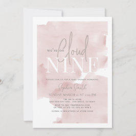 Cloud 9 Rosa Himlar Watercolor Girl Baby Shower Inbjudningar