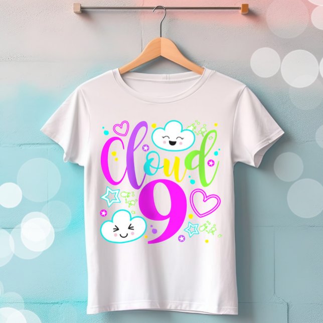 Cloud 9 T- Shirt Neon Rainbow Clouds T- Shirt T (Cloud 9 Birthday T-shirt)