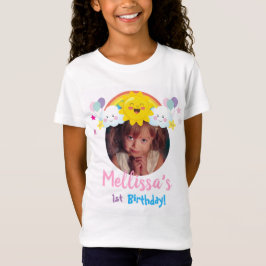 Cloud and Rainbow Photo Children Födelsedagsfest T Shirt