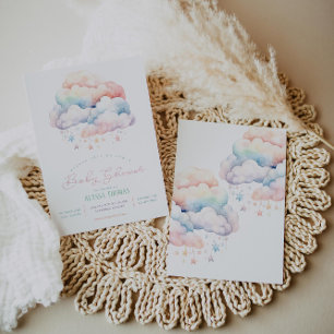 Cloud and Stars Gender Neutral Baby Shower Inbjudningar