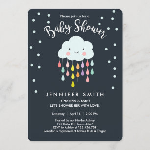 Cloud Baby Shower-inbjudan RainDrop Kärlek Inbjudningar