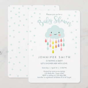 Cloud Baby Shower-inbjudan RainDrop Kärlek Inbjudningar