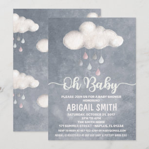 Cloud Baby Shower-inbjudan RainDrop Kärlek Inbjudningar