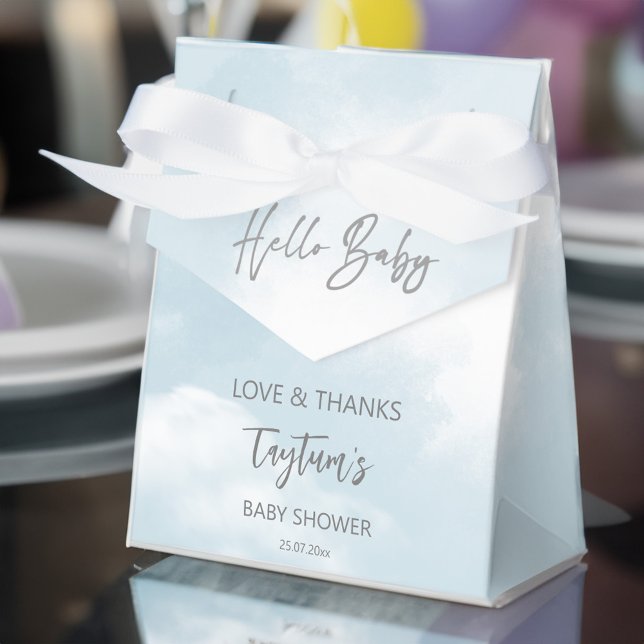 Cloud babydusch pastel grått molds babydusch presentaskar (Cloud baby shower pastel grey clouds baby shower favor box)