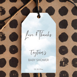 Cloud babydusch pastel grått moln gynnar presentetikett