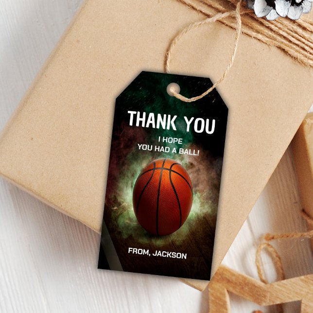 Cloud Basketball Birthday Gift Märkres Presentetikett (Basketball Cloud Birthday Gift Tags)