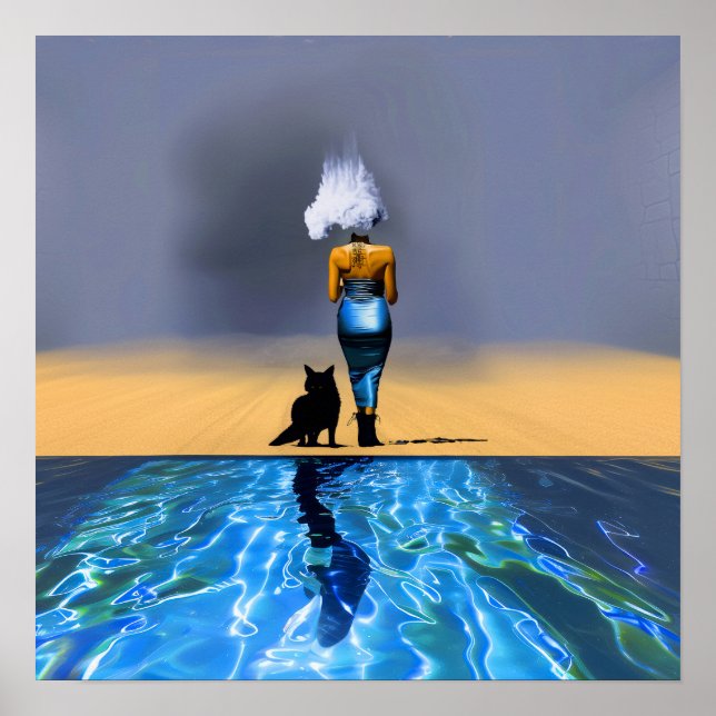 Cloud Blue Dress Detox Witchy AI Art Matte-värde Poster (Framsidan)