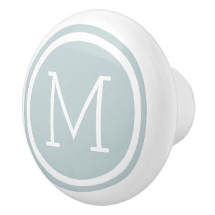 Cloud Blue Monogram Personlig Drawer Knob Knopp