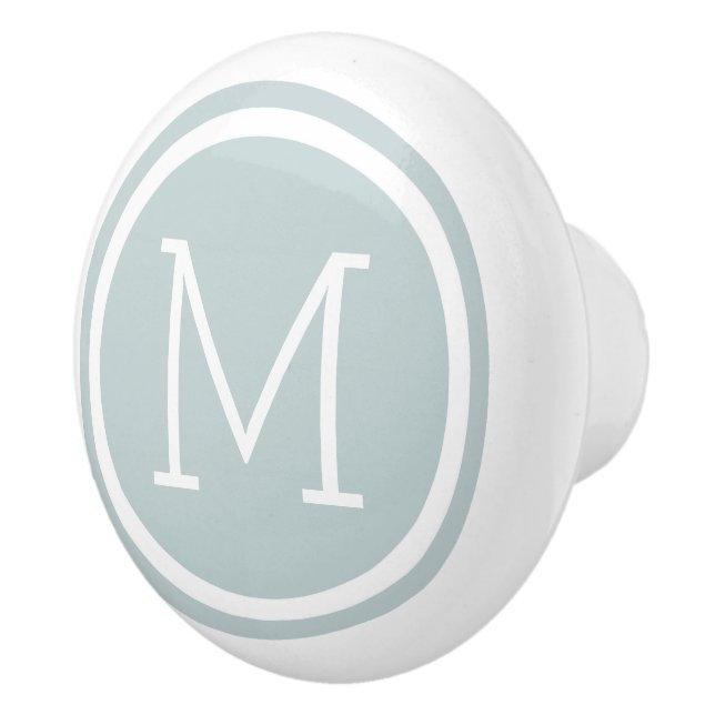 Cloud Blue Monogram Personlig Drawer Knob Knopp (Höger)