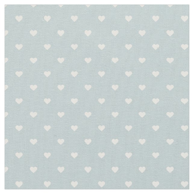 Cloud Blue Polka Dot Hearts Tyg (Närbild)
