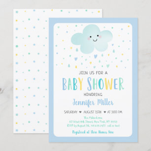 Cloud Boy Baby Shower Inbjudningar